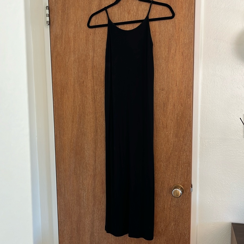Topshop black ribbed stretch maxi dress